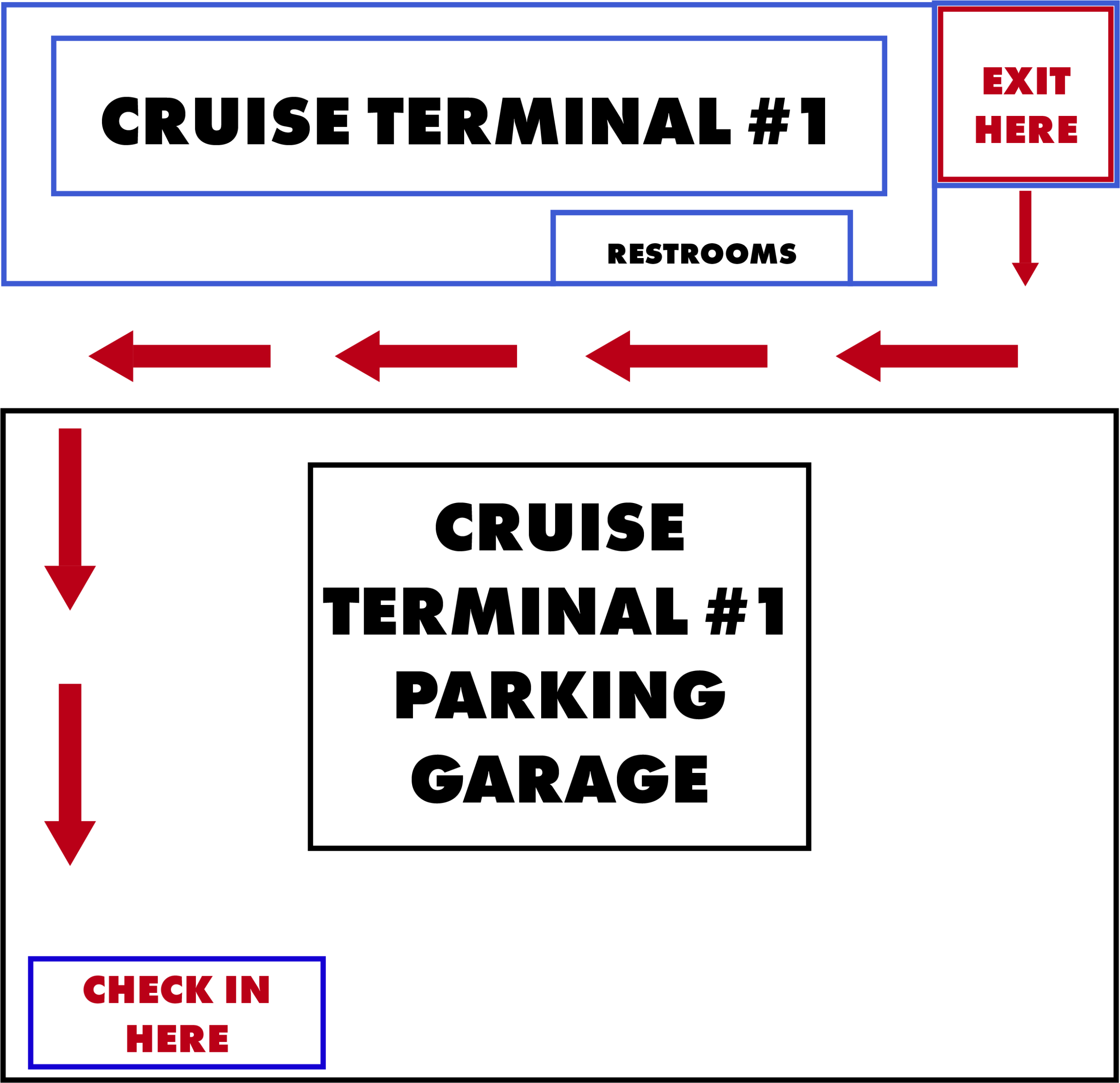 Cruise Terminal 1 overhead pickup map